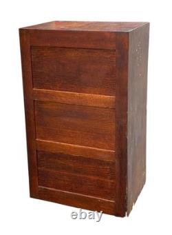 Antique Tiger Oak Three Drawer File Cabinet with Raised Panels by Globe Wernicke