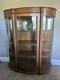 Antique Tiger Wood Curved Glass Curio Cabinet 55x45 Hxw