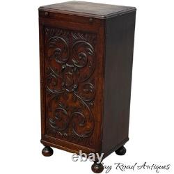 Antique Tiger oak Cellerate victorian wine liquor cabinet signed carved 1890