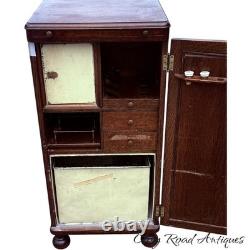 Antique Tiger oak Cellerate victorian wine liquor cabinet signed carved 1890
