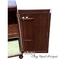 Antique Tiger oak Cellerate victorian wine liquor cabinet signed carved 1890