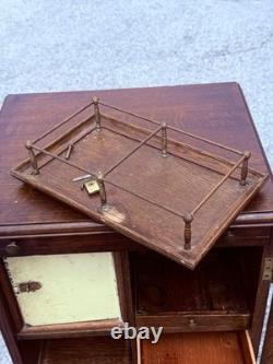 Antique Tiger oak Cellerate victorian wine liquor cabinet signed carved 1890