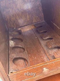 Antique Tiger oak Cellerate victorian wine liquor cabinet signed carved 1890