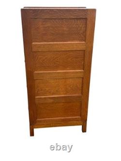 Antique Tiger oak quarter sawn 4 drawer filing cabinet on stand 1920 clean