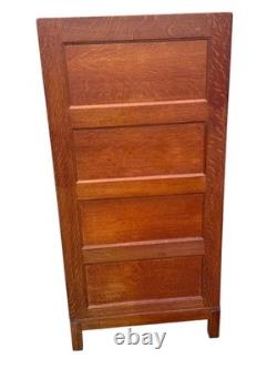 Antique Tiger oak quarter sawn 4 drawer filing cabinet on stand 1920 clean