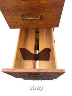 Antique Tiger oak quarter sawn 4 drawer filing cabinet on stand 1920 clean
