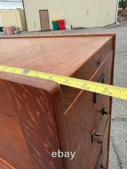 Antique Tiger oak quarter sawn 4 drawer filing cabinet on stand 1920 clean