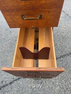 Antique Tiger oak quarter sawn 4 drawer filing cabinet on stand 1920 clean