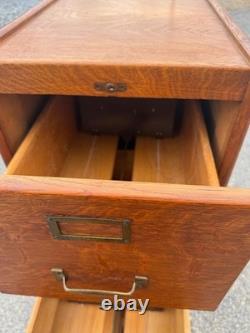 Antique Tiger oak quarter sawn 4 drawer filing cabinet on stand 1920 clean