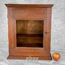 Antique Traditional Farmhouse Pine Glass Door Medicine Cabinet