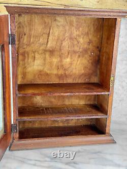 Antique Traditional Farmhouse Pine Glass Door Medicine Cabinet