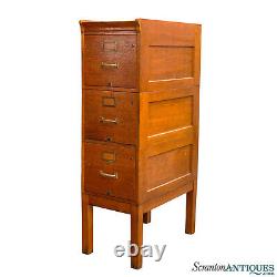Antique Traditional Quartersawn Oak 3-Stack Library File Cabinet