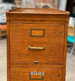 Antique Traditional Quartersawn Oak 3-Stack Library File Cabinet