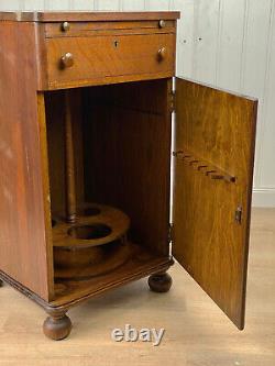 Antique Traditional Quartersawn Oak Liquor Bar Cellarette Cabinet