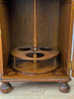 Antique Traditional Quartersawn Oak Liquor Bar Cellarette Cabinet