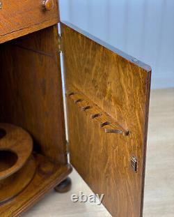 Antique Traditional Quartersawn Oak Liquor Bar Cellarette Cabinet