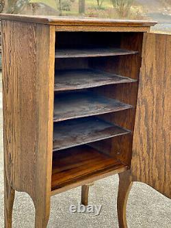 Antique Traditional Quartersawn Oak Record Music Stand Cabinet