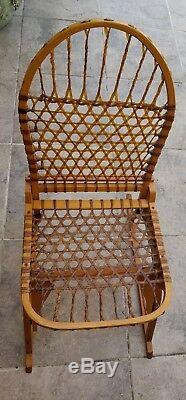 Antique Tubbs Sno Shu Vermont Oak And Rawhide Lodge/cabin Chair