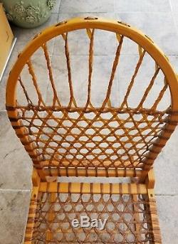 Antique Tubbs Sno Shu Vermont Oak And Rawhide Lodge/cabin Chair