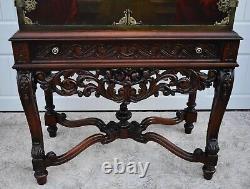 Antique Unique Two Piece Carved Walnut & Painted Renaissance Style Cabinet