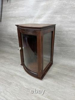 Antique VICTORIAN WOOD Bow Front Curved Beveled Glass Doll DISPLAY Cabinet READ