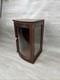 Antique Victorian Wood Bow Front Curved Beveled Glass Doll Display Cabinet Read