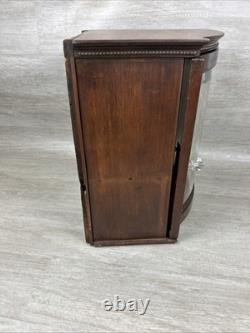 Antique VICTORIAN WOOD Bow Front Curved Beveled Glass Doll DISPLAY Cabinet READ