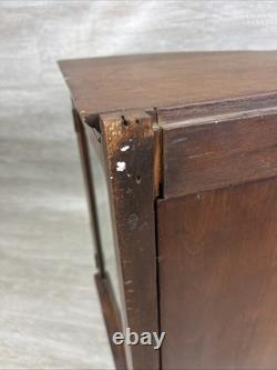 Antique VICTORIAN WOOD Bow Front Curved Beveled Glass Doll DISPLAY Cabinet READ