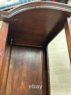 Antique VICTORIAN WOOD Bow Front Curved Beveled Glass Doll DISPLAY Cabinet READ