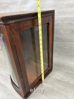 Antique VICTORIAN WOOD Bow Front Curved Beveled Glass Doll DISPLAY Cabinet READ