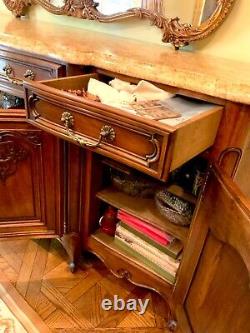 Antique VINTAGE Gilded Rococo Italian Curio China CABINET SideBoard buffet