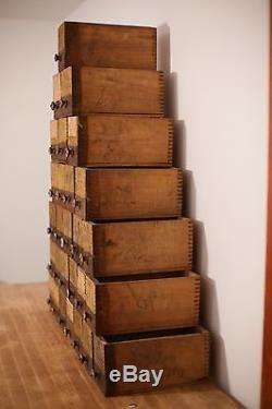 Antique VTG 1900s Wooden Apothecary Hardware Cabinet General Store Drawers Bins