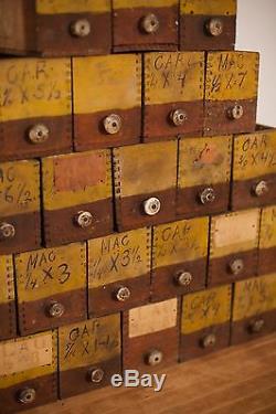 Antique VTG 1900s Wooden Apothecary Hardware Cabinet General Store Drawers Bins