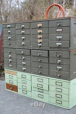Antique VTG 1920s 1930s Wooden Apothecary Hardware Store Filing Cabinet Drawers