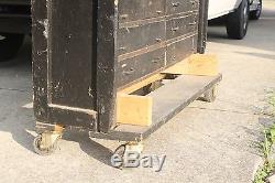 Antique VTG 1930s Industrial Apothecary Hardware Wood Cabinet Drawers W C Heller