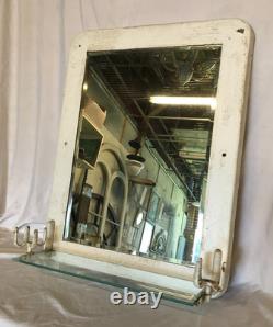Antique VTG Deco Double Cup Holder 21x27 Glass Shelf Mirror Old Metal 1100-25B