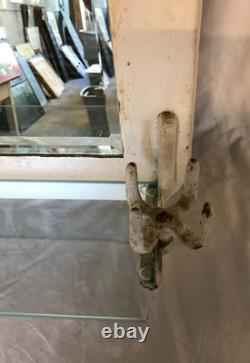Antique VTG Deco Double Cup Holder 21x27 Glass Shelf Mirror Old Metal 1100-25B