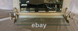 Antique VTG Deco Double Cup Holder 21x27 Glass Shelf Mirror Old Metal 1100-25B
