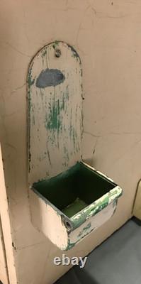 Antique VTG Pair Wood Barber Cabinets Milk Glass Tops Nightstands Old 1070-25B