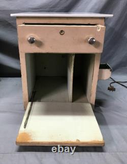 Antique VTG Pair Wood Barber Cabinets Milk Glass Tops Nightstands Old 1070-25B