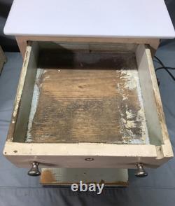 Antique VTG Pair Wood Barber Cabinets Milk Glass Tops Nightstands Old 1070-25B