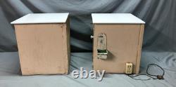 Antique VTG Pair Wood Barber Cabinets Milk Glass Tops Nightstands Old 1070-25B