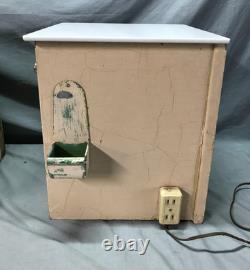 Antique VTG Pair Wood Barber Cabinets Milk Glass Tops Nightstands Old 1070-25B