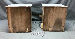 Antique VTG Pair Wood Barber Cabinets Milk Glass Tops Nightstands Old 1070-25B