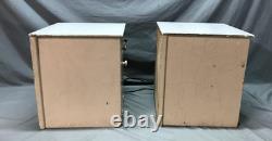 Antique VTG Pair Wood Barber Cabinets Milk Glass Tops Nightstands Old 1070-25B