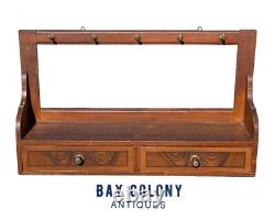 Antique Vermont Country Primitive Grain Painted Wall Shelf / Cupboard