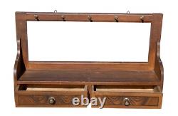 Antique Vermont Country Primitive Grain Painted Wall Shelf / Cupboard