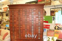 Antique Victorian 1800's 113 Drawer Apothecary File Cabinet WithOrnate Iron Pulls
