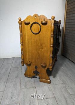 Antique Victorian Arts & Crafts Gothic Oak Cabinet Table with Glass Iron Doors