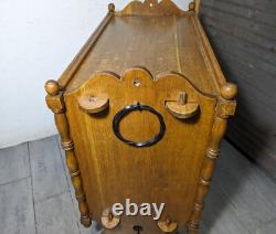 Antique Victorian Arts & Crafts Gothic Oak Cabinet Table with Glass Iron Doors